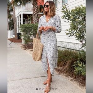 Splendid x Cella Jane Blue Floral Printed Midi Dress XS
